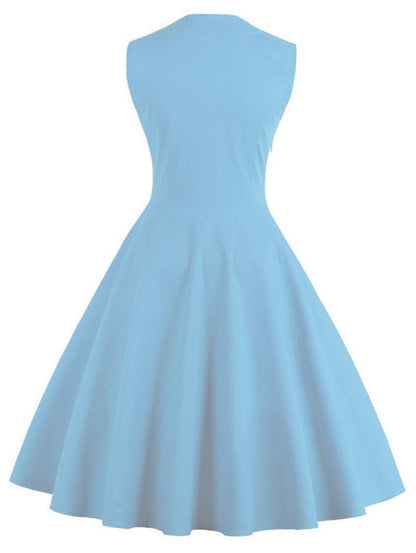 Women Vintage Sleeveless Midi Length Dresses-STYLEGOING