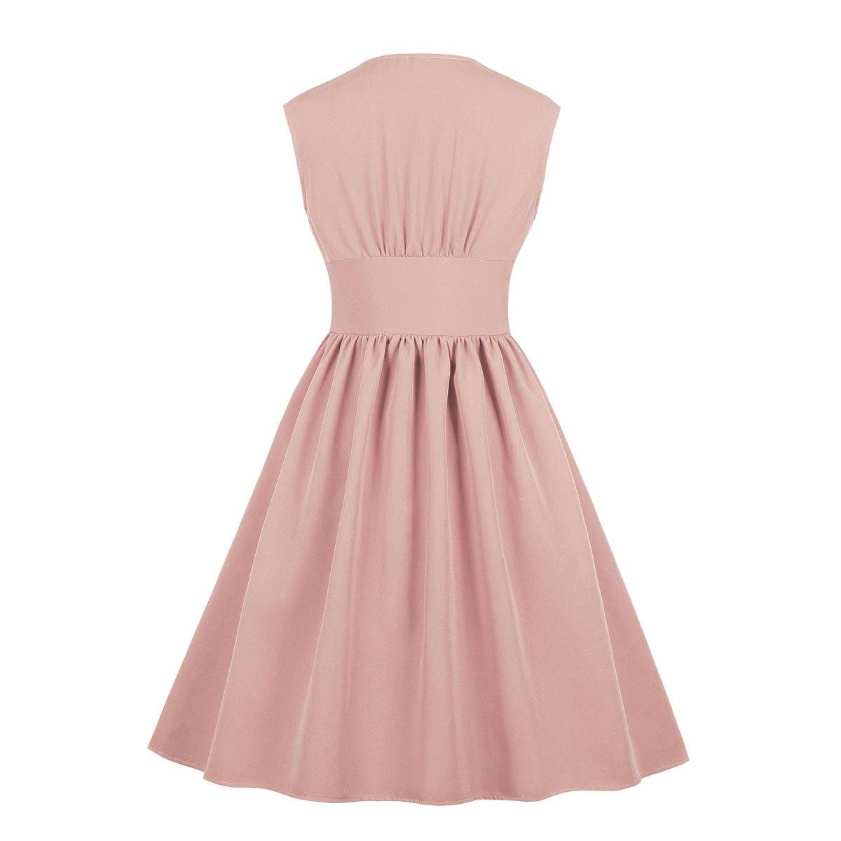 Vintage Button Floral Print High Waist Dresses-STYLEGOING