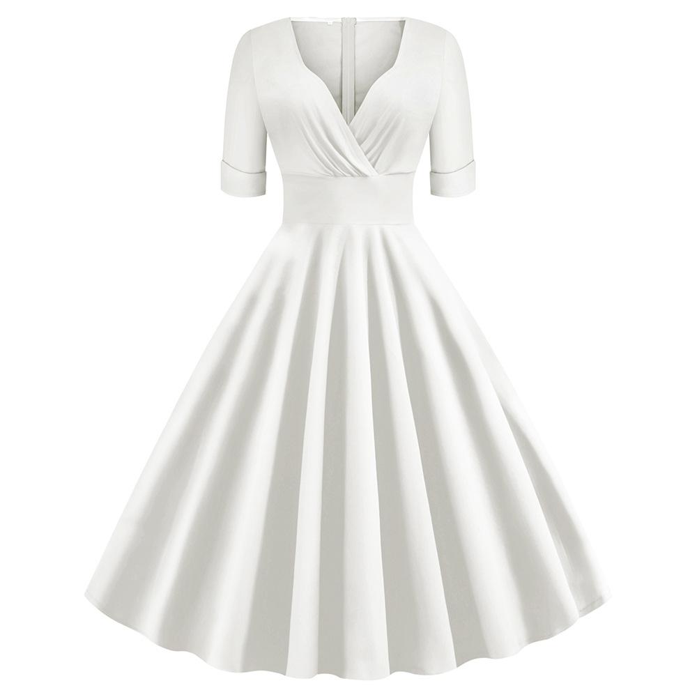 Vintage Short Sleeves V Neck Ball Dresses-STYLEGOING