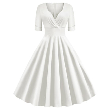 Vintage Short Sleeves V Neck Ball Dresses-STYLEGOING