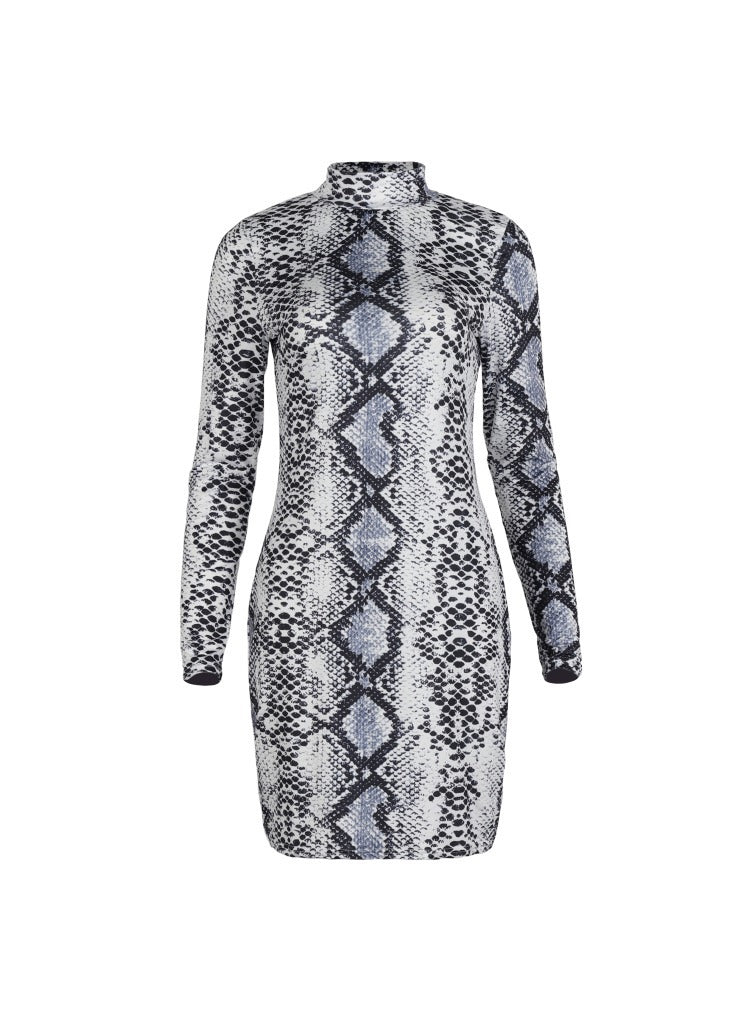Sexy Snake Print Long Sleeves Sheath Dresses