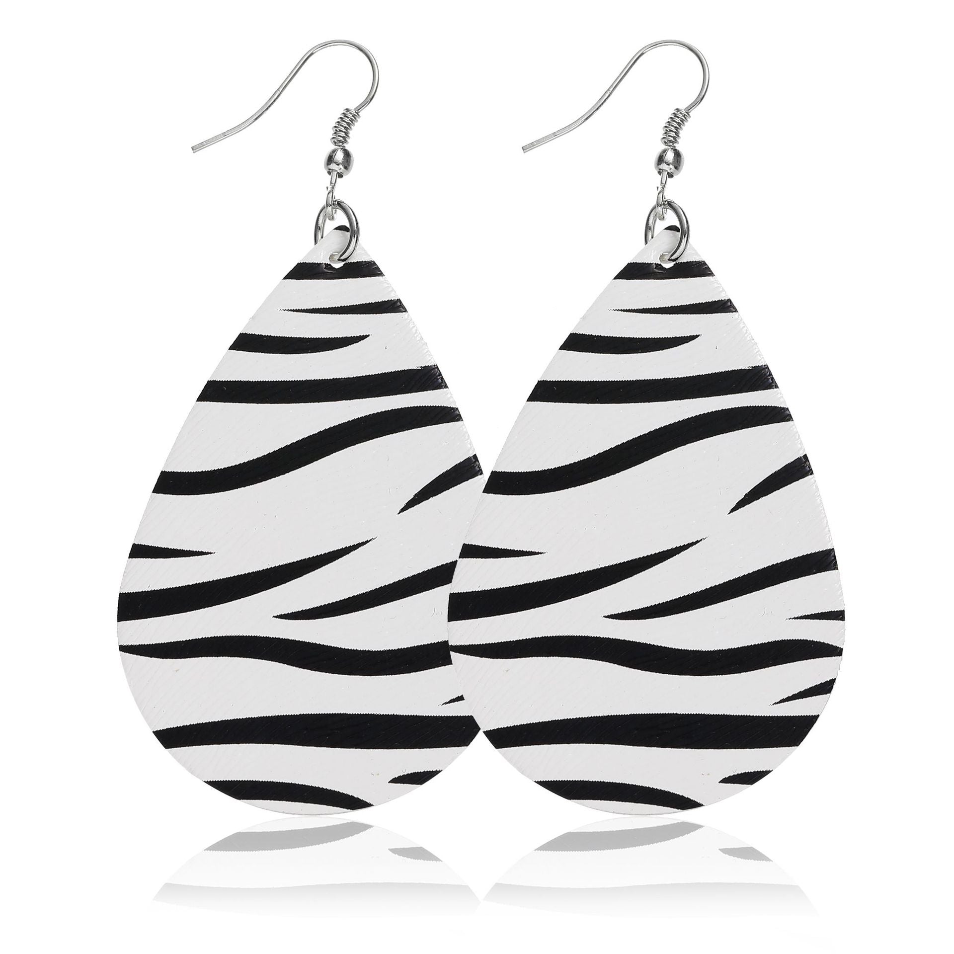 Water Drop Designed Leopare Print Earrings for Women