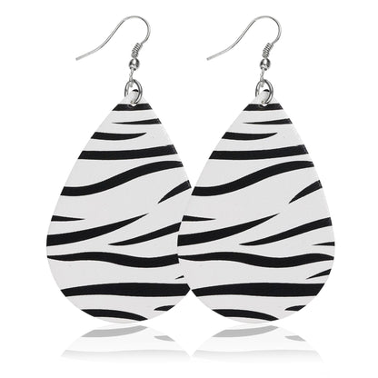 Water Drop Designed Leopare Print Earrings for Women