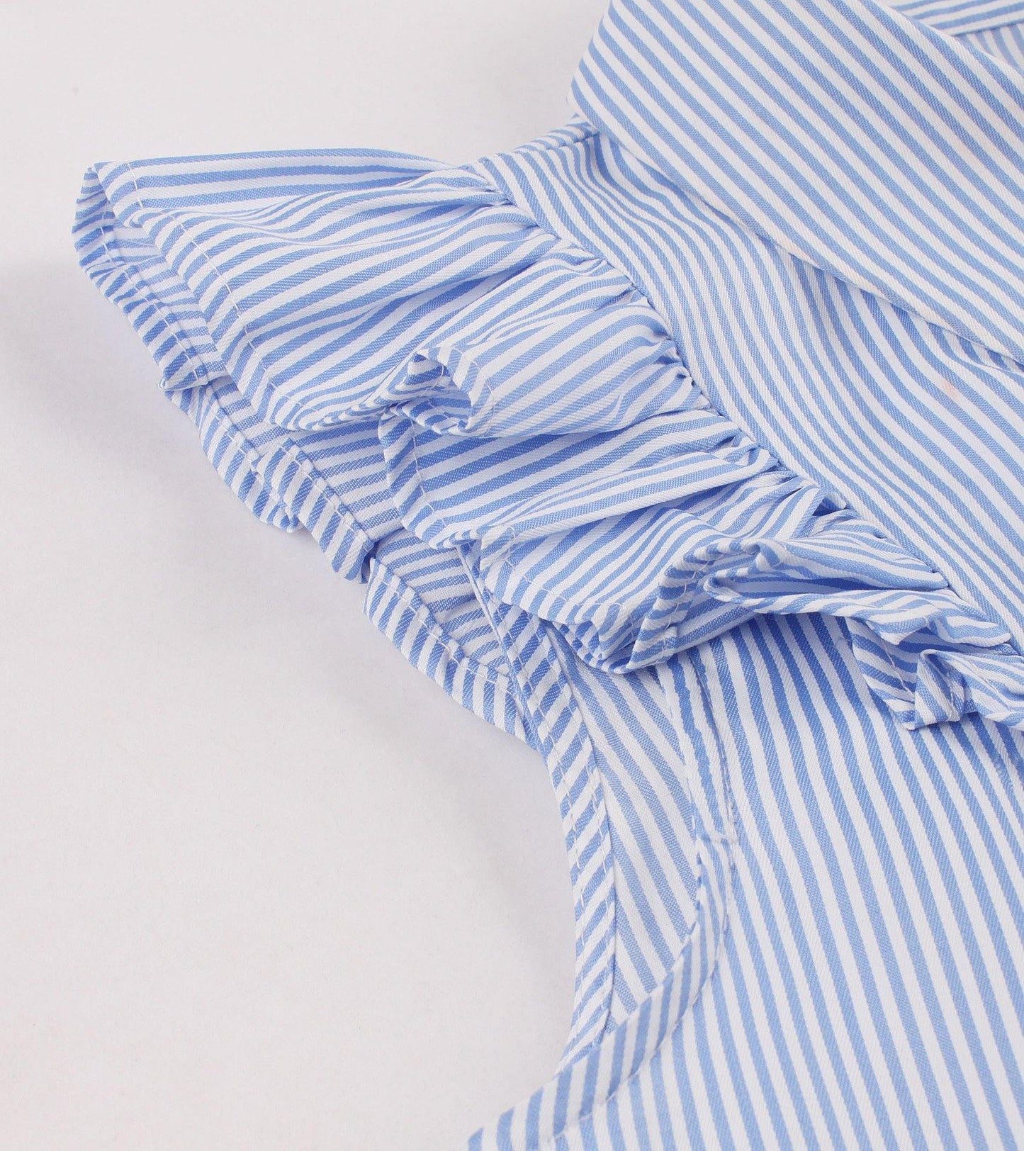 Plus Sizes Striped Ruffled Shirt Dresses-STYLEGOING