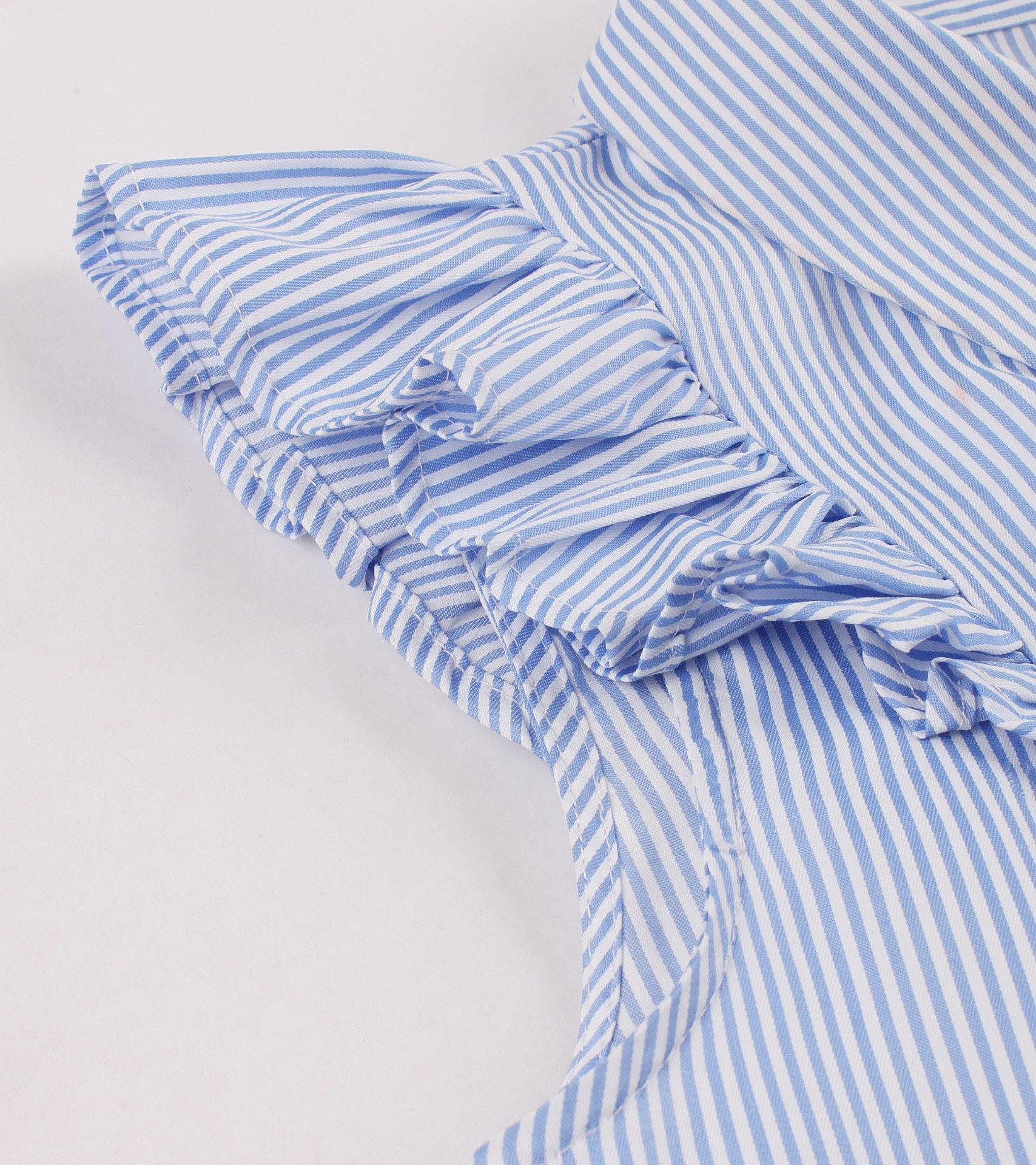 Plus Sizes Striped Ruffled Shirt Dresses-STYLEGOING