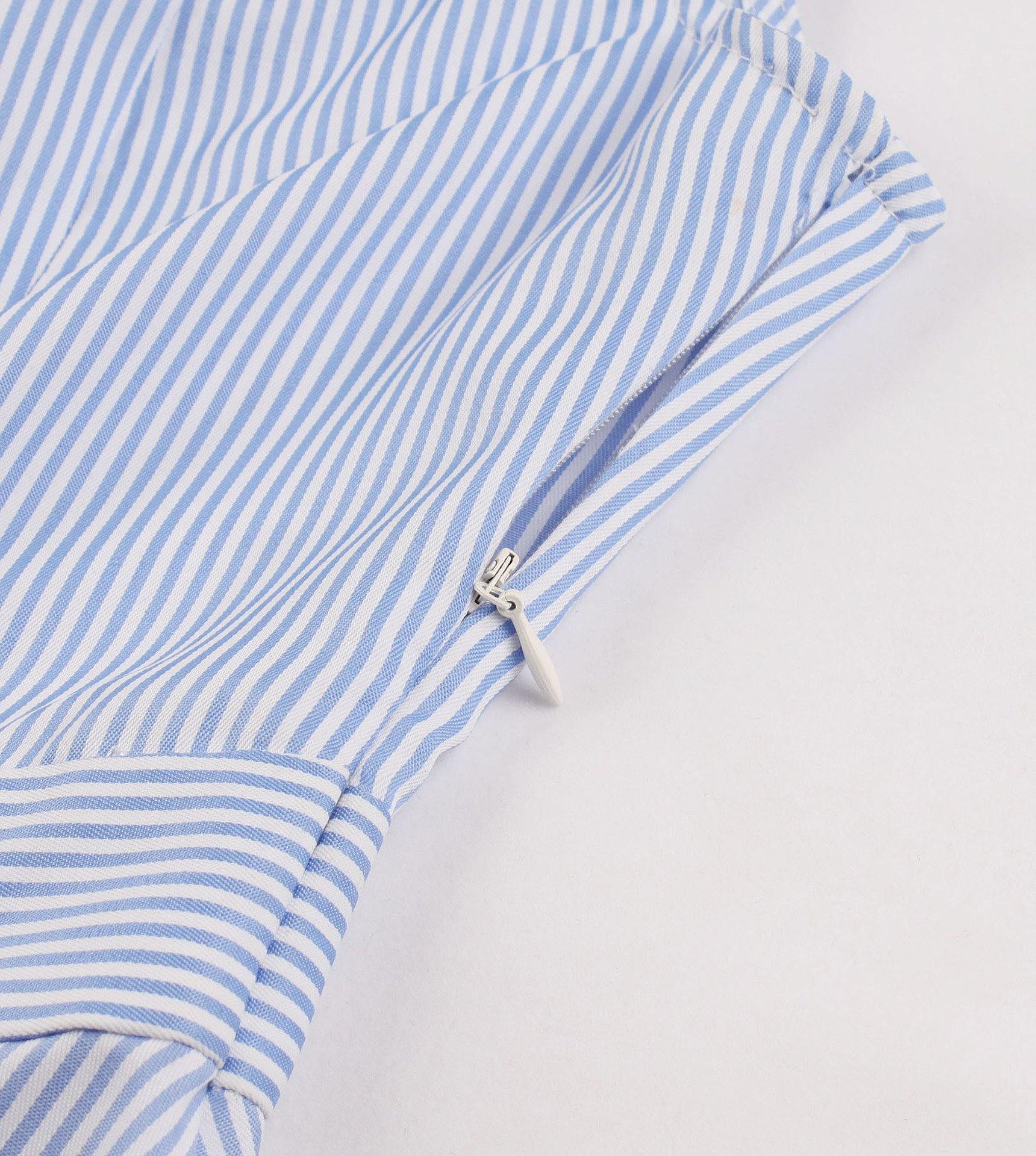 Plus Sizes Striped Ruffled Shirt Dresses-STYLEGOING