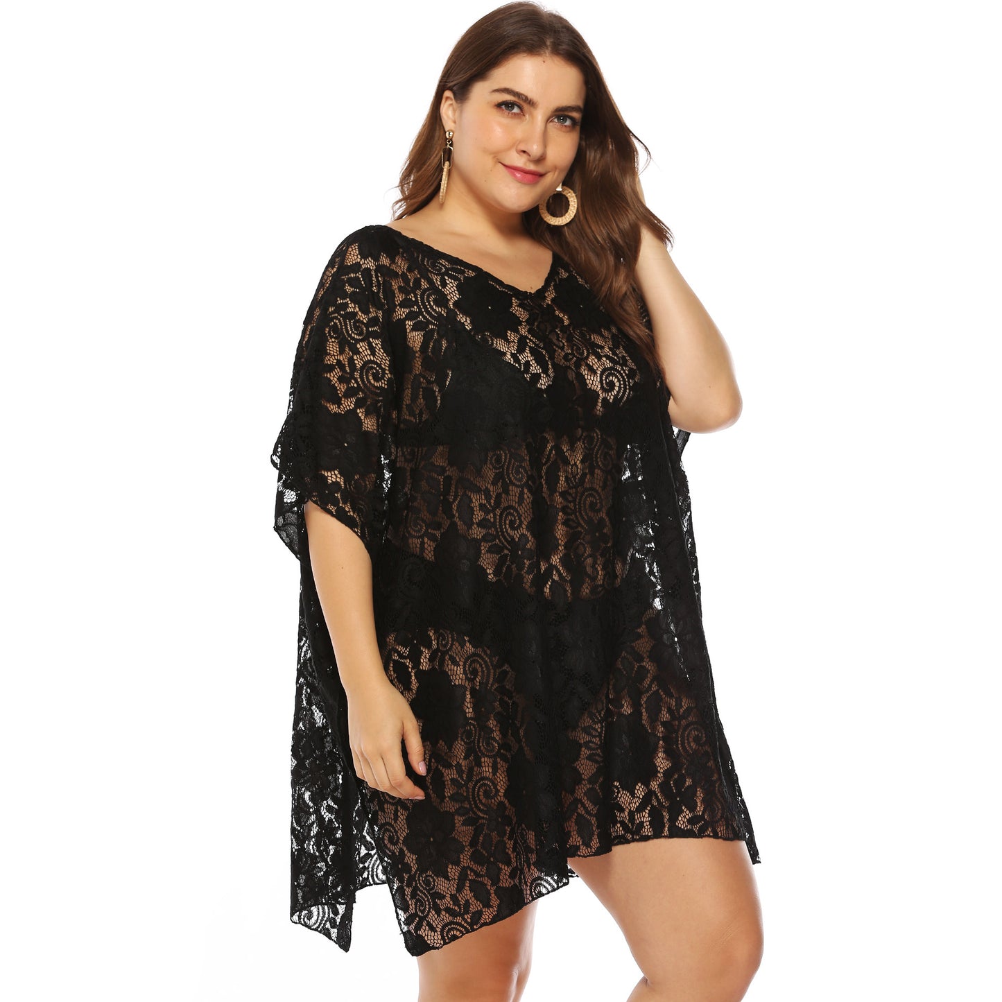 Sexy Lace See Through Plus Sizes Summer Beach Cover Ups