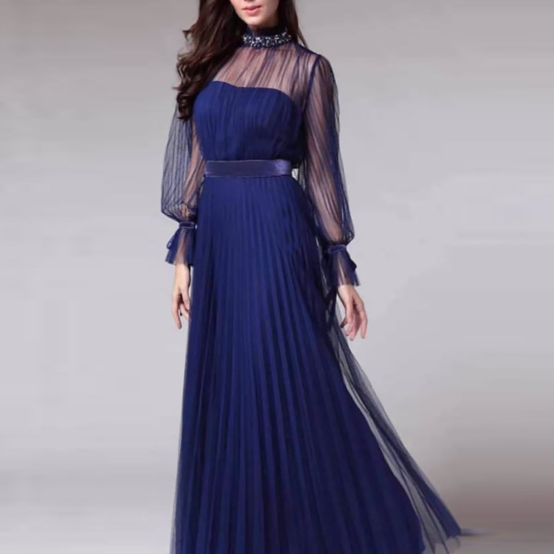 Blue Elegant Women Party Evening Dresses for Winter-STYLEGOING