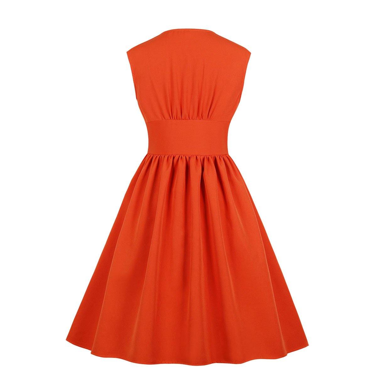 Vintage Button Floral Print High Waist Dresses-STYLEGOING
