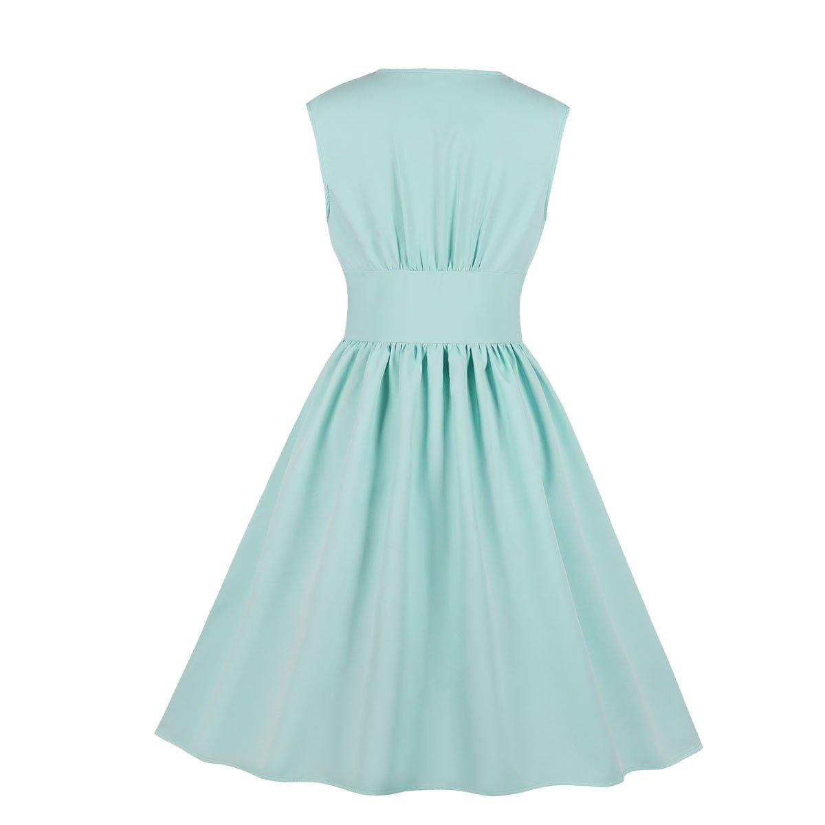 Vintage Button Floral Print High Waist Dresses-STYLEGOING