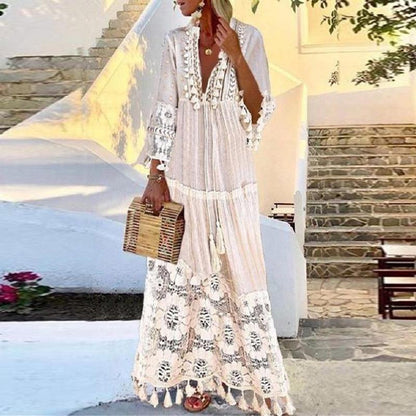 Tassel Summer Beach Bohemia Long Dresses-STYLEGOING