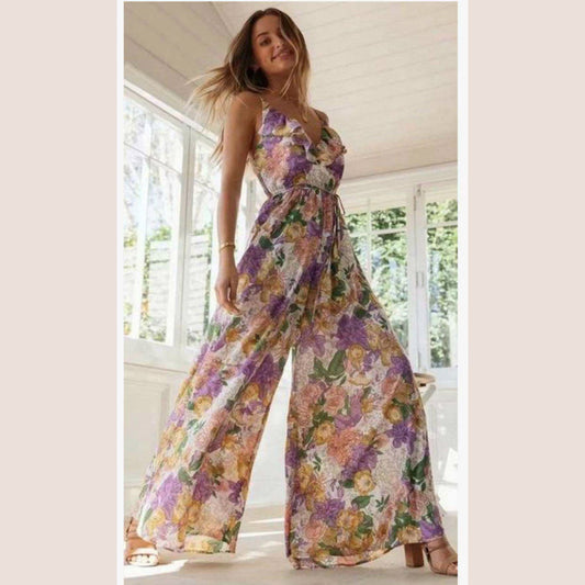 Summer Ruffed Lace Up Jumpsuits-STYLEGOING