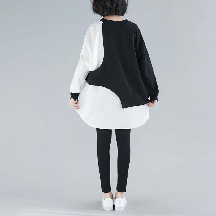 Women Irregular Black&White Cozy Dresses-STYLEGOING