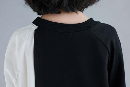 Women Irregular Black&White Cozy Dresses-STYLEGOING