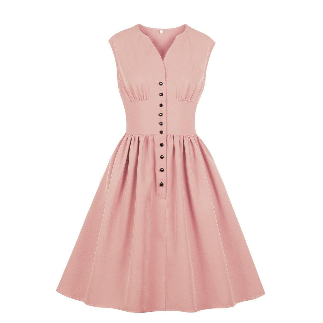 Vintage Button Floral Print High Waist Dresses-STYLEGOING