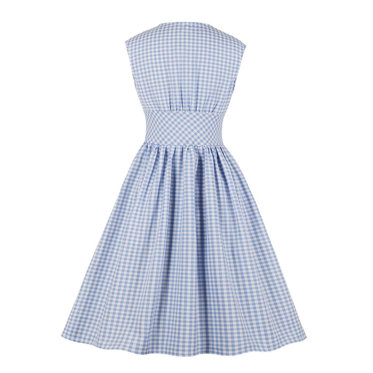 Vintage Button Floral Print High Waist Dresses-STYLEGOING