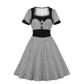 Women Square Neckline Short Sleeves Dresses-STYLEGOING