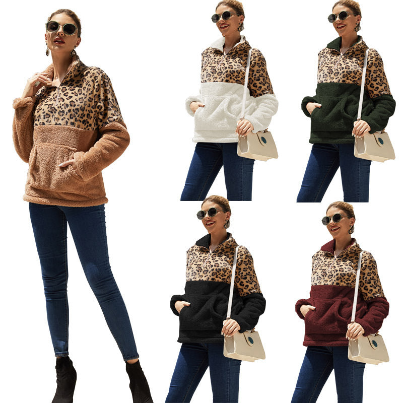 Casual Winter Leopard Long Sleeves Women Tops