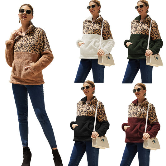Casual Winter Leopard Long Sleeves Women Tops