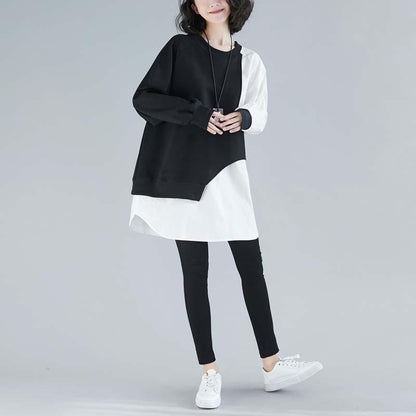 Women Irregular Black&White Cozy Dresses-STYLEGOING