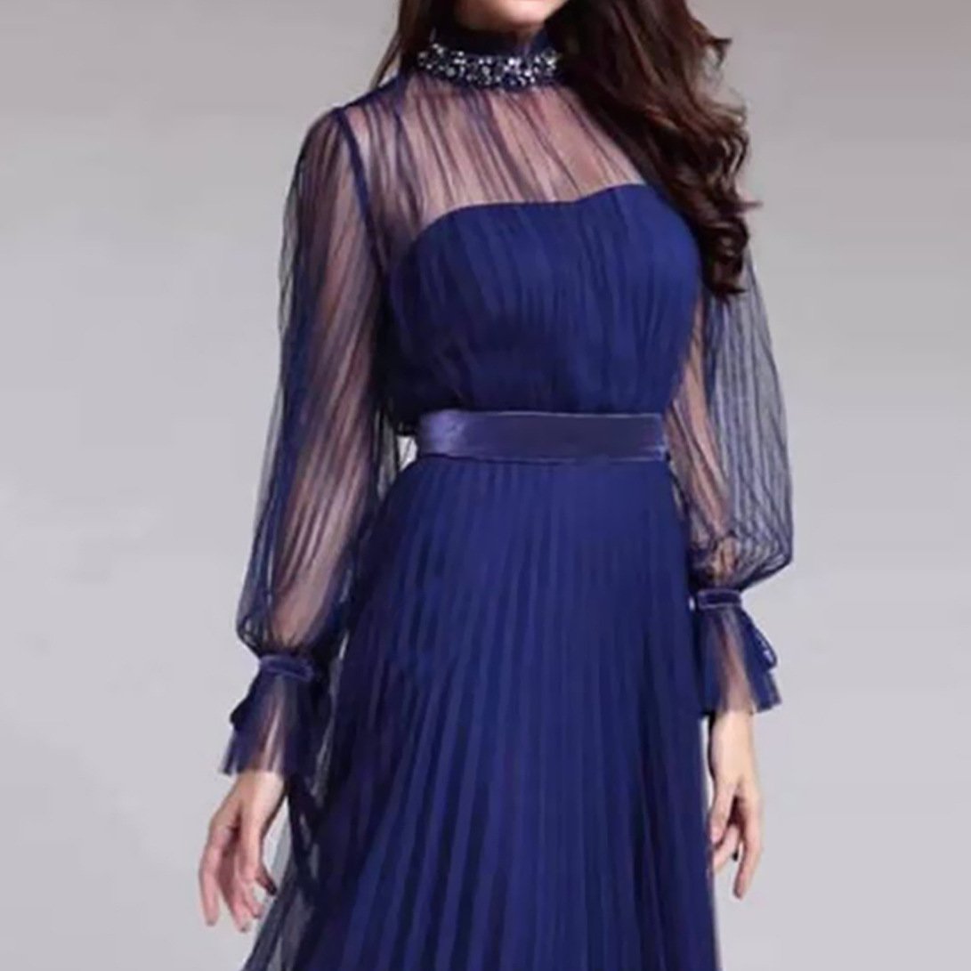 Blue Elegant Women Party Evening Dresses for Winter-STYLEGOING