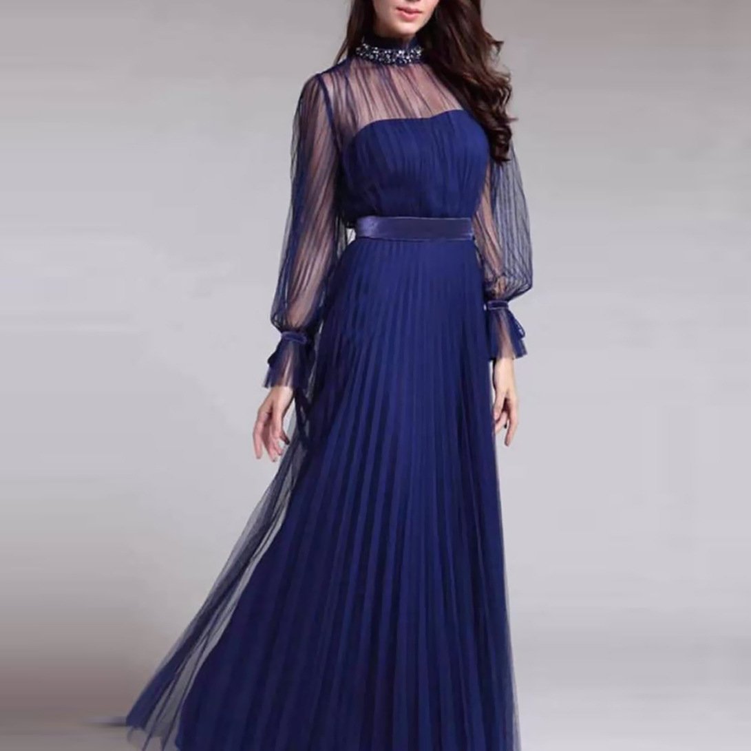 Blue Elegant Women Party Evening Dresses for Winter-STYLEGOING