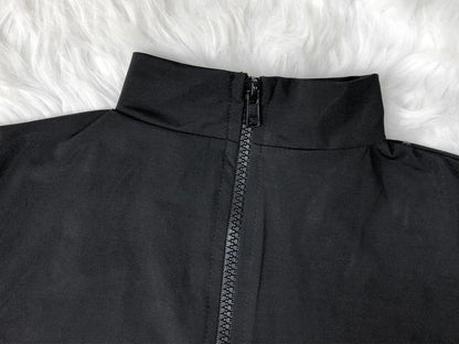 Black Zipper Plus Sizes One Piece Swimwear-STYLEGOING