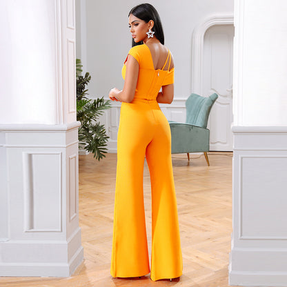 Sexy Sleeves Tops and Trousers Two Pieces Party Suits