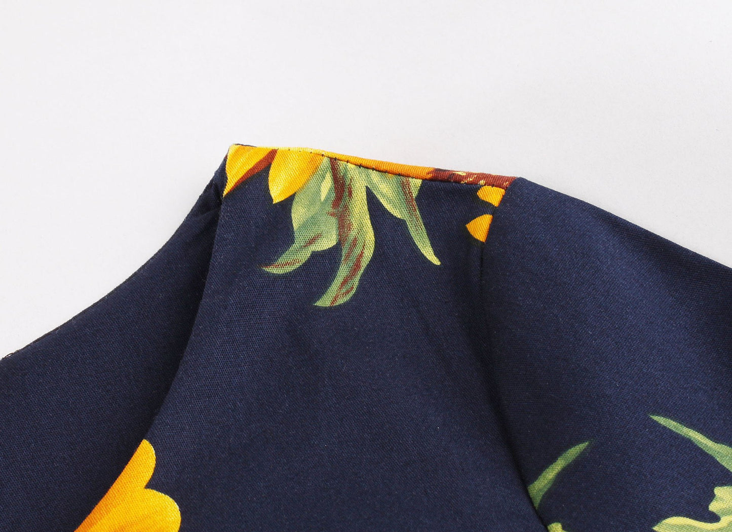 Vintage Women 3/4 Length Sleeves Sumflower Dresses-STYLEGOING