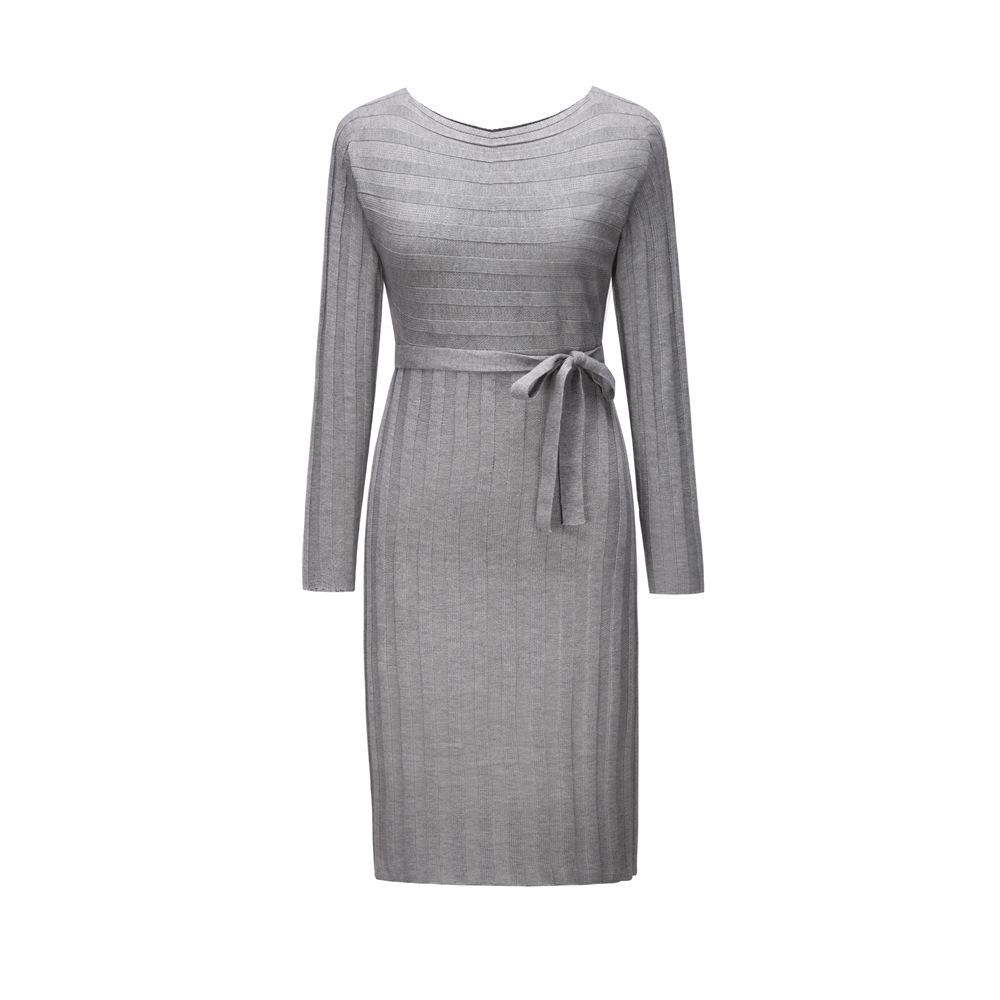 Women Knitting Pullover Lace Up Dresses for Winter-STYLEGOING