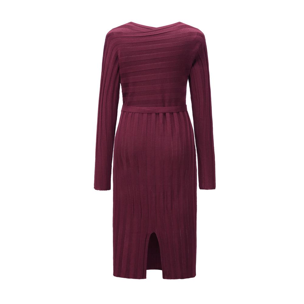 Women Knitting Pullover Lace Up Dresses for Winter-STYLEGOING