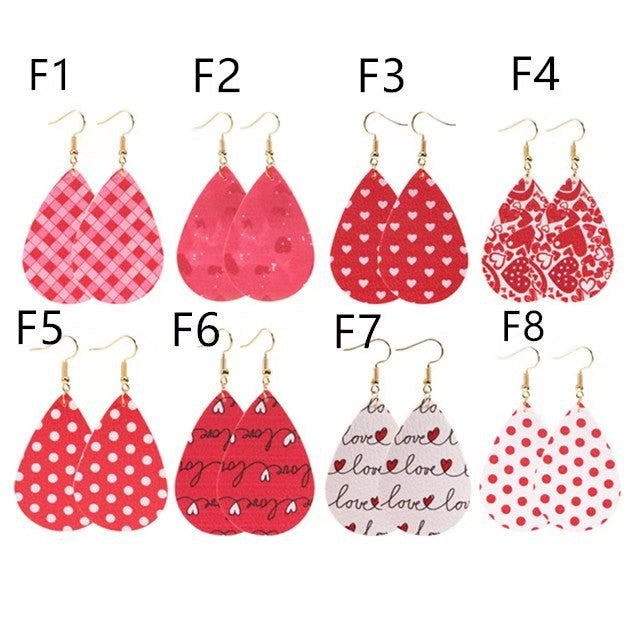 Sweetheart Design Pu Leather Earrings for Women 3pcs/Set