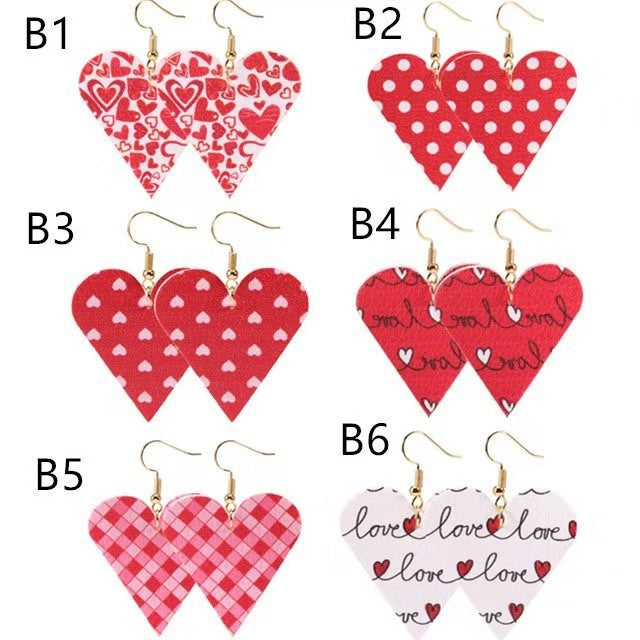Sweetheart Design Pu Leather Earrings for Women 3pcs/Set