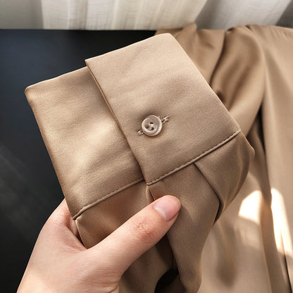 Elegant Satin Designed Women Long Sleeves Shirts