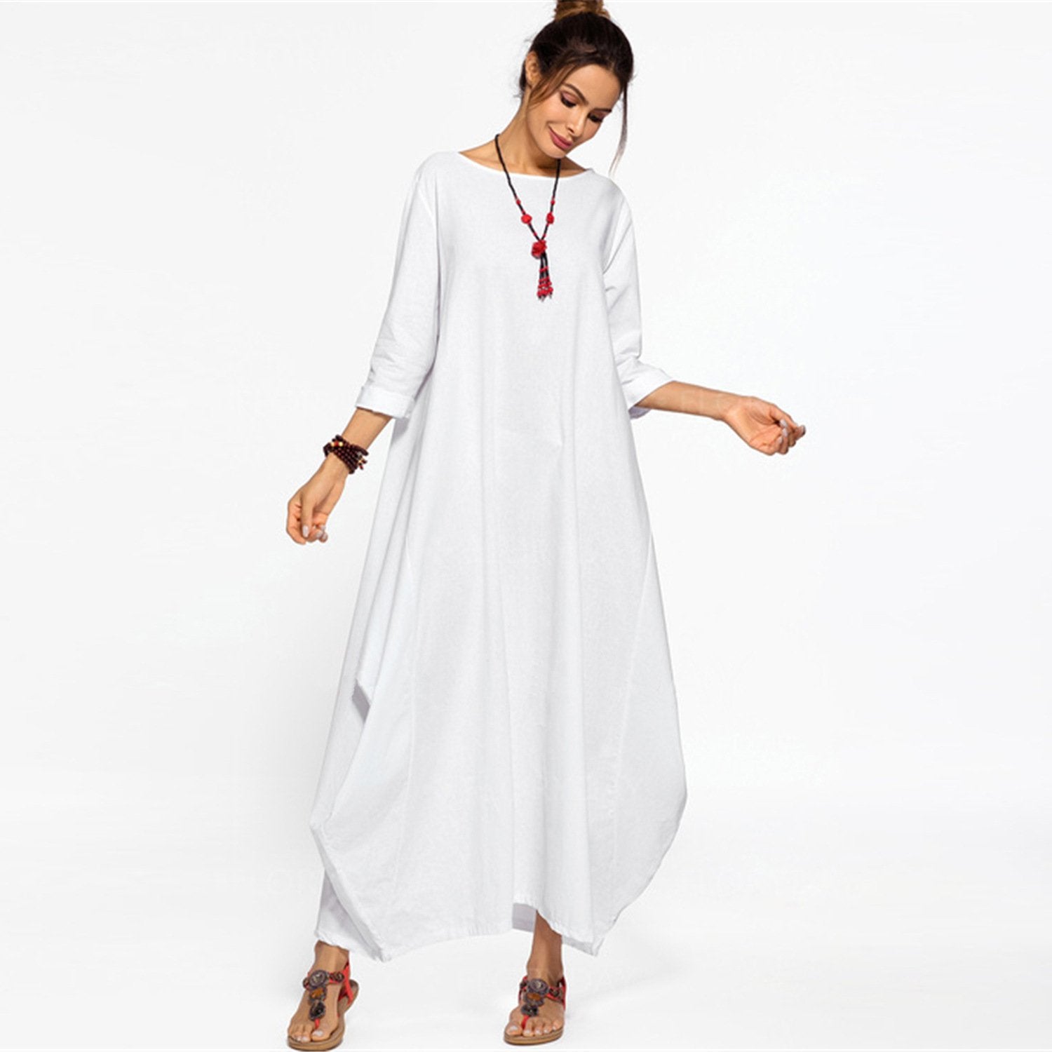 Plus Sizes Women Fall Long Cozy Dresses-STYLEGOING