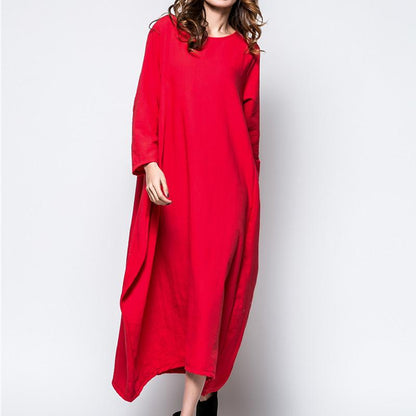 Plus Sizes Women Fall Long Cozy Dresses-STYLEGOING