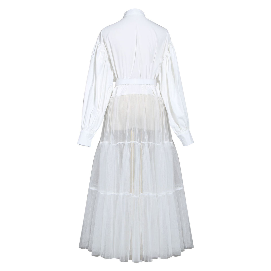 Designed Tulle Contrast High Waist Women Long Shirt Dresses