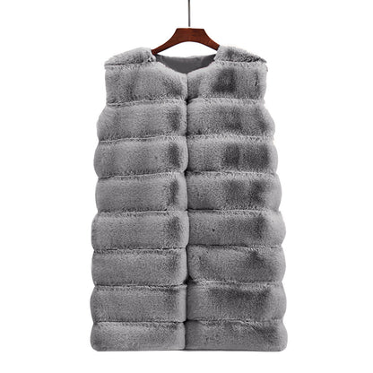 Artificial Fur Warm Winter Long Vest for Women
