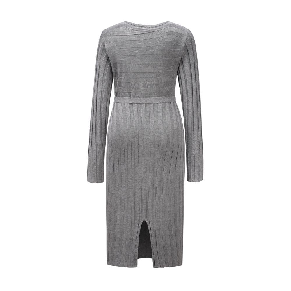 Women Knitting Pullover Lace Up Dresses for Winter-STYLEGOING