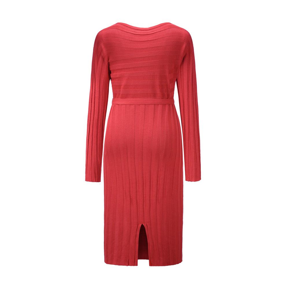 Women Knitting Pullover Lace Up Dresses for Winter-STYLEGOING