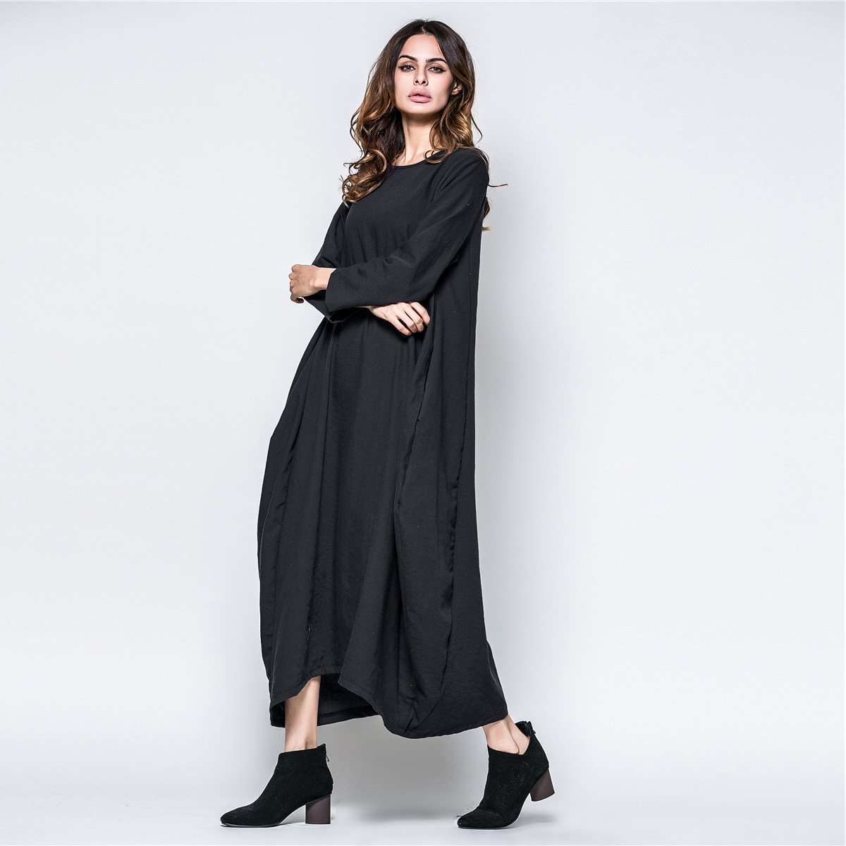 Plus Sizes Women Fall Long Cozy Dresses-STYLEGOING