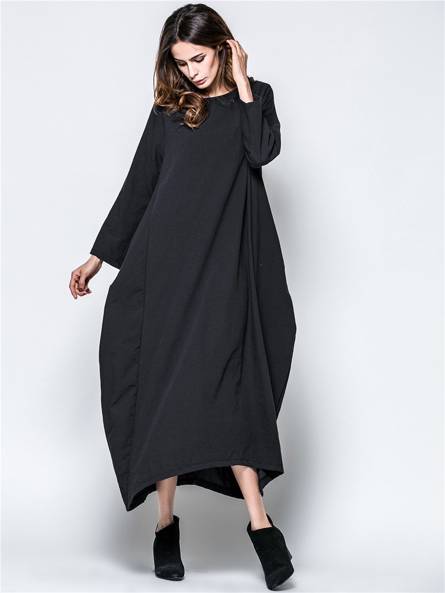 Plus Sizes Women Fall Long Cozy Dresses-STYLEGOING