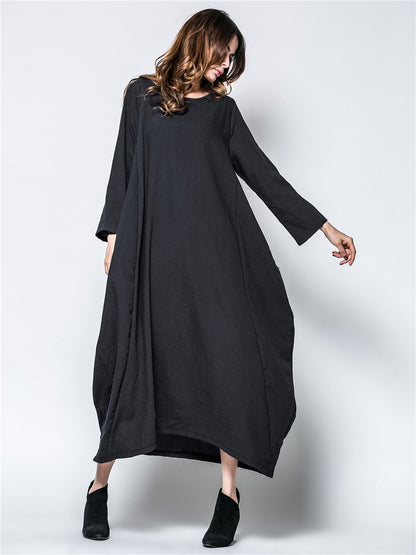 Plus Sizes Women Fall Long Cozy Dresses-STYLEGOING