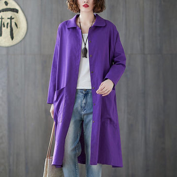 Women Plus Size Long Sleeve Shirt Overcoat-STYLEGOING