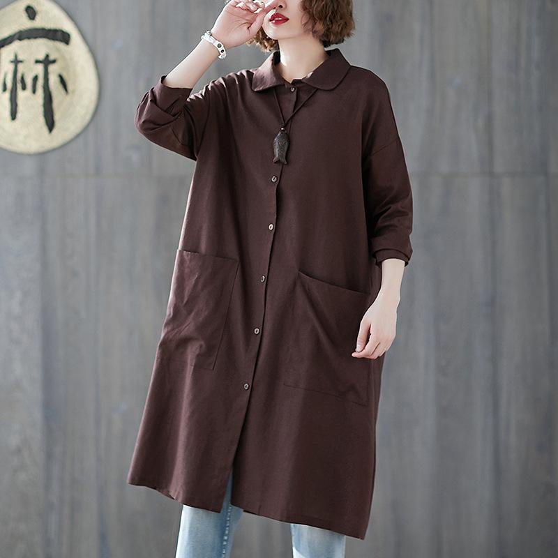 Women Plus Size Long Sleeve Shirt Overcoat-STYLEGOING