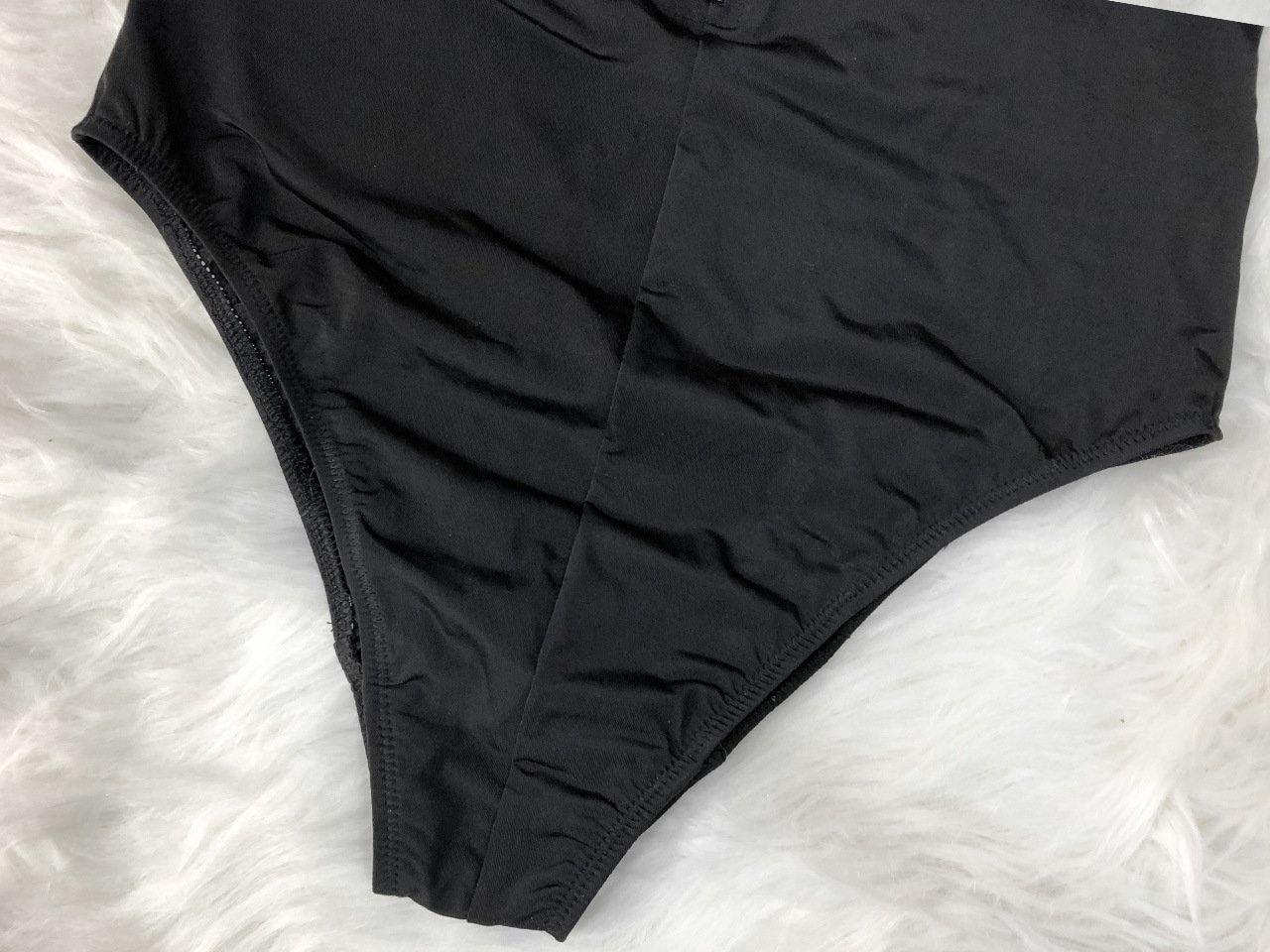 Black Zipper Plus Sizes One Piece Swimwear-STYLEGOING