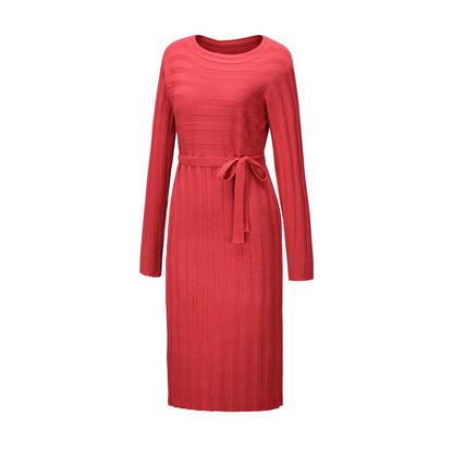 Women Knitting Pullover Lace Up Dresses for Winter-STYLEGOING