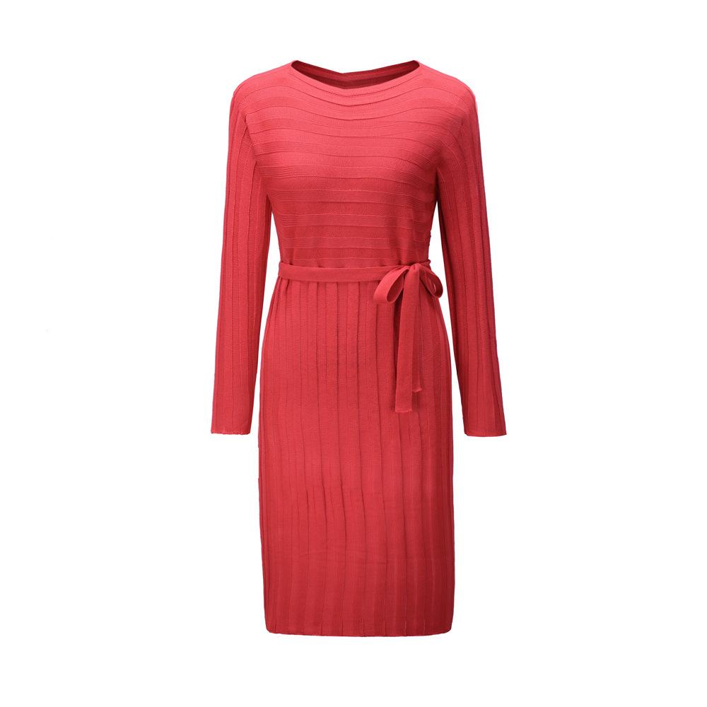 Women Knitting Pullover Lace Up Dresses for Winter-STYLEGOING