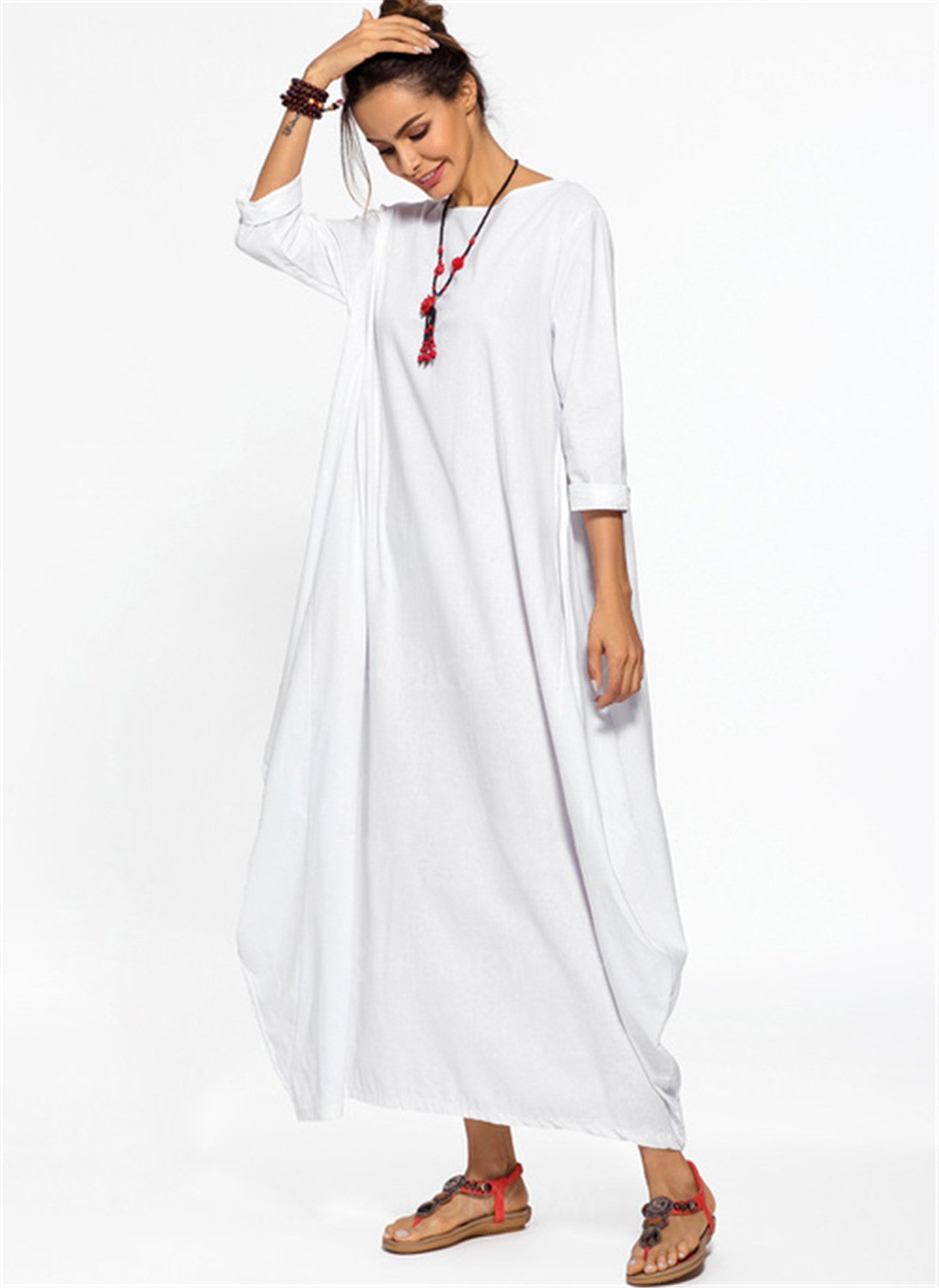 Plus Sizes Women Fall Long Cozy Dresses-STYLEGOING