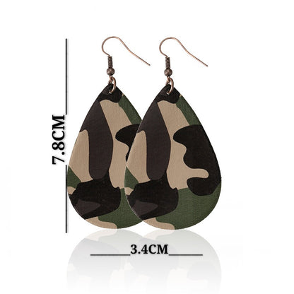 Water Drop Designed Leopare Print Earrings for Women